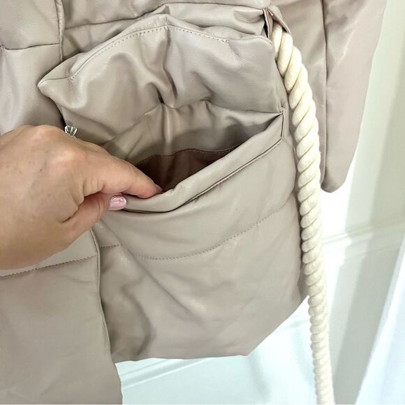 A.L.C. Liam Faux Leather Puffer Jacket Size Small in Fog Cream NEW with tags - Picture 9 of 16